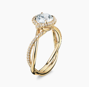 Infinity Half Pavé Halo Engagement Ring