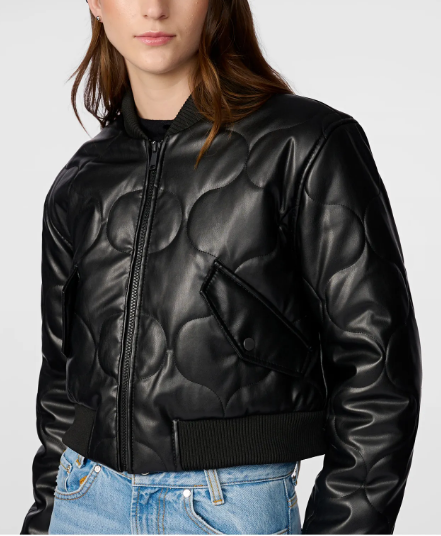 Faux Leather Quilted Cropped Jacket