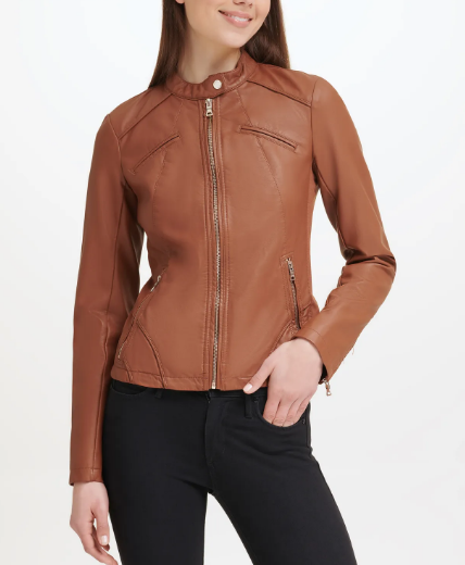 Faux Leather Scuba Jacket