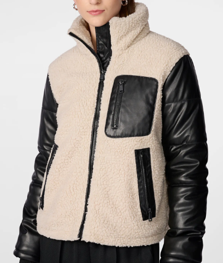 Faux Leather Sherpa Jacket