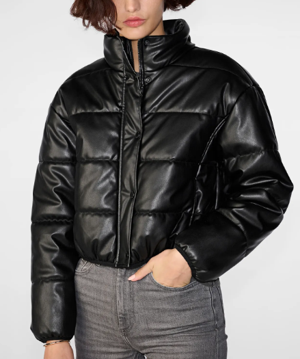 Faux Leather Puffer Jacket