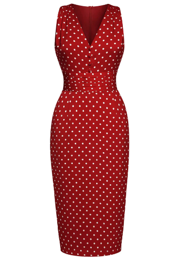 Dots V-neck Pencil Dress