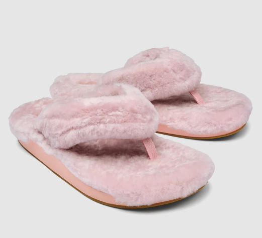Olukai Fuzzy Slipper Sandal Pink Clay Color