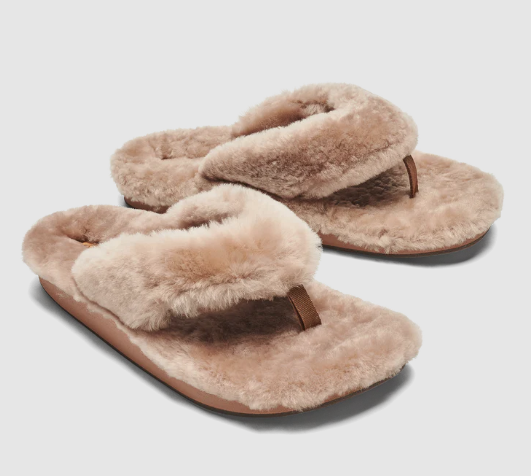 Olukai Fuzzy Slipper Sandal Tan Color