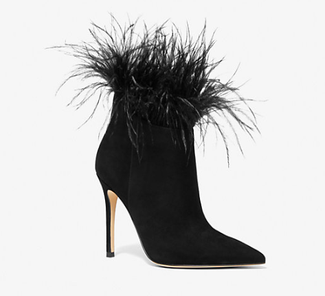 Whitby Feather Trim Suede Ankle Boot