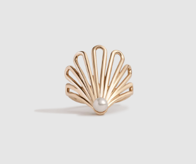 Deco Fan Pearl Ring